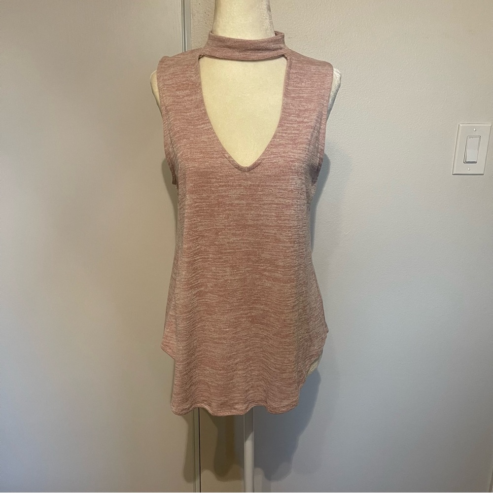 Express mock neck keyhole tank top